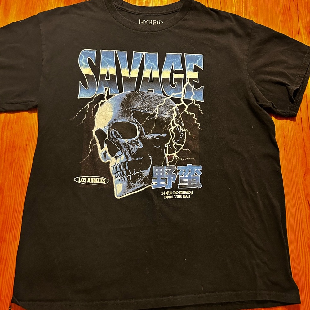 Hybrid & Company Black and Blue Graphic Tee